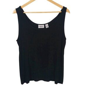 Chicos Travelers Size XL, Black Sleeveless Top Soft Knit, Tank, Versatile Travel